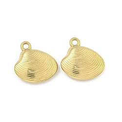 Ion Plating(IP) 304 Stainless Steel Pendants, Shell Shape Charms, Real 18K Gold Plated, 14x13.5x4mm, Hole: 1.5mm(STAS-I307-536G)