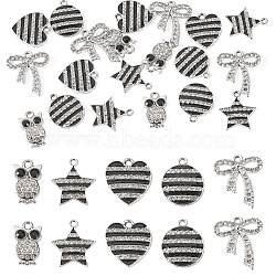 20Pcs 5 Styles Alloy Enamel Rhinestone Pendants, Platinum, Mixed Shapes, 17~22.5x10.5~19.5x2~3.5mm, Hole: 1.6~2mm, 4pcs/style(ALRI-TA0001-47)