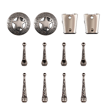 DIY Bolo Tie Jewelry Making Finding Kit, Including Iron Bolo Tie Slide Clasp, Zinc Alloy Slide Clasp & Cord Ends, Cone & Star Shape, Antique Silver & Platinum, 12Pcs/box