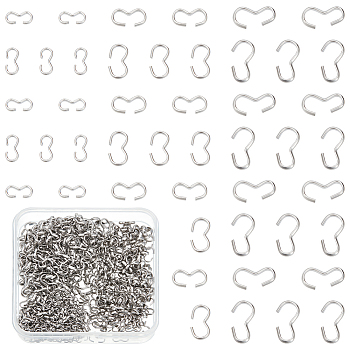 600Pcs 3 Styles 304 Stainless Steel Quick Link Connectors, Chain Findings, Number 3 Shaped Clasps, Stainless Steel Color, 6.5~10x3~5.5x1.1~1.5mm, 200pcs/style