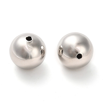 Brass Beads, Round, Platinum, 14x14mm, Hole: 1.8mm