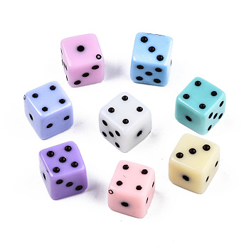 Opaque Acrylic Beads, Dice, Mixed Color, 10x10x10mm, Hole: 1.5mm