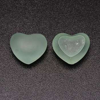 Transparent Resin Cabochons, Imitation Jell, Heart, Dark Sea Green, 15.5x19x12mm