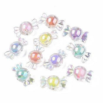 Transparent Acrylic Beads, Bead in Bead, Candy, AB Color, Mixed Color, 9x17x8.5mm, Hole: 2mm, about 950pcs/500g