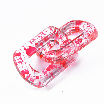 Transparent Acrylic Linking Rings, Quick Link Connectors, for Cable Chains Making, Twist Oval, Red, 30.5x20.5x4mm, Inner Diameter: 8x18mm