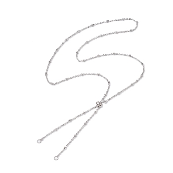 Non-Tarnish 304 Stainless Steel Satellite Chain Slider Necklace Making, Stainless Steel Color, 23.86 inch(60.6cm)