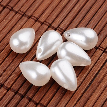Teardrop Imitation Pearl Acrylic Beads, White, 13x8mm, Hole: 1.5mm, about 1070pcs/500g
