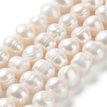 Natural Cultured Freshwater Pearl Beads Strands, Potato, Grade AB, Antique White, 9~11x10~11mm, Hole: 0.5mm, about 35pcs/strand, 14.41''(36.6cm)