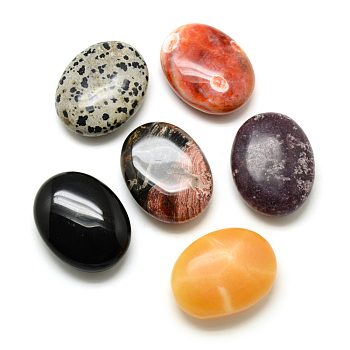 Natural & Synthetic Mixed Stone Oval Palm Stone, Reiki Healing Pocket Stone for Anxiety Stress Relief Therapy, 44~46x34~36x15~17mm