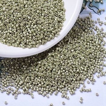 MIYUKI Delica Beads, Cylinder, Japanese Seed Beads, 11/0, (DB1181) Galvanized Semi-Frosted Aloe, 1.3x1.6mm, Hole: 0.8mm, about 2000pcs/bottle, 10g/bottle