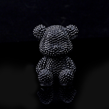 Bear Resin with Natural Obsidian Chips Inside Display Decorations, Figurine Home Decoration, 70x65x90mm