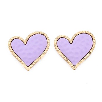 Rack Plating Spray Painted Alloy Cabochons, Cadmium Free & Lead Free, Golden, Heart, Lilac, 27x29.5x5mm