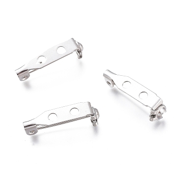 304 Stainless Steel Brooch Pin Back Bar Findings, Stainless Steel Color, 21x4.5x8mm, Hole: 2mm, Pin: 0.5mm