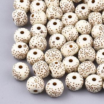 Opaque Acrylic Beads, Round, Old Lace, 7x9mm, Hole: 2mm, about 1620pcs/500g