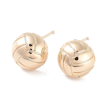 Brass Stud Earrings, Volleyball, Real 18K Gold Plated, 10mm