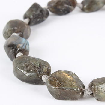Natural Gemstone Labradorite Rough Nuggets Bead Strands, 22x15x8mm, Hole: 2mm, about 10~17pcs/strand, 16.54 inch
