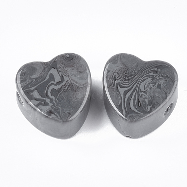 18mm Gray Heart Resin Beads