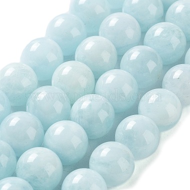 Round Grade AB Natural Aquamarine Bead Strands(G-F289-01-12mm)-2