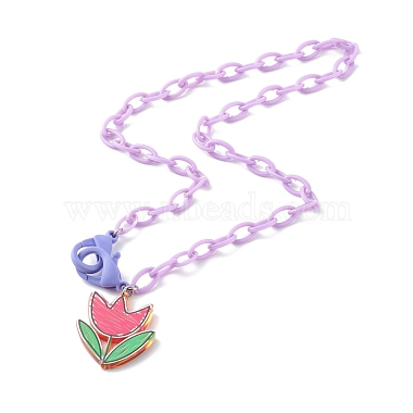 Transparent Acrylic Flower Pendants Necklaces(NJEW-JN03521-03)-3