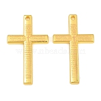 Alloy Pendants, Cross with Word Charms, Golden, 49.5x28.5x3mm, Hole: 2.5mm(AL-CBA2376-15G)