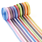 10Rolls 10 Colors Polyester Ribbon, Tartan Ribbon, Mixed Color, 1/4"(6mm), about 10m/roll(OCOR-TA0001-36A)