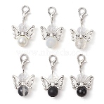 50Pcs Angel Glass Pendant Decoration, Alloy Lobster Claw Clasps Charms for Bag Ornaments, Black, 33mm(HJEW-JM02645-06-S)
