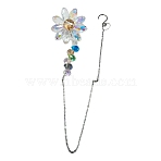 Glass Flower Hanging Suncatchers, Rainbow Maker, for Indoor Window Patio Garden Decorations, Random Hook, Colorful, 313~320mm, Hole: 11mm(HJEW-C009-01F)