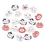 Printed Opaque Acrylic Beads, Cat Head Shapes, Mixed Color, 16x20x7mm, Hole: 3mm(MACR-B838-03)