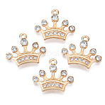 Alloy Enamel Pendants, with Rhinestone, Cadmium Free & Nickel Free & Lead Free, Light Gold, Crown Charms, Crystal, 17x20.5x4mm, Hole: 1.6mm(ENAM-N054-86)