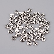 Tibetan Style Alloy Spacer Beads, Flat Round, Cadmium Free & Nickel Free & Lead Free, Antique Silver, 6x6x2mm, Hole: 1mm(LF10764Y-NF)