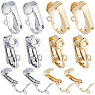 40Pcs 2 Colors 304 Stainless Steel Clip-on Earrings Findings, with Loop, for Non-pierced Ears, Golden & Stainless Steel Color, 16x12x7.5mm, Hole: 1.8mm, 20Pcs/color(STAS-SC0005-83)