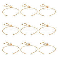10Pcs Rack Plating Brass Cable Chain Link Bracelet Making, with Cubic Zirconia, Slider Bracelets Making, Fit for Connector Charm, Real 18K Gold Plated, 20x0.2cm, Hole: 2mm(KK-TA0001-42A)