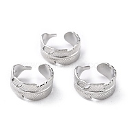 Tarnish Resistant 304 Stainless Steel Finger Rings, Cuff Rings, Long-Lasting Plated, Leaf, Stainless Steel Color, US Size 7 1/4(17.5mm), 1.5~9.5mm(RJEW-L102-23P)