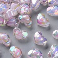 Transparent Acrylic Beads, Bead in Bead, AB Color, Heart, Plum, 13x17x9.5mm, Hole: 2.5mm, about 420pcs/500g(TACR-S152-08B-09)