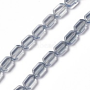 Electroplate Glass Beads Strands, Pearl Luster Plated, Rectangle, Light Steel Blue, 9.5x6~6.5x3.5mm, Hole: 1mm, about 68pcs/strand, 25.59''(65cm)(EGLA-L042-PL04)