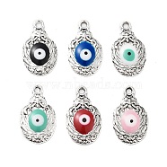 Alloy Enamel Pendants, Bird with Evil Eye Charm, Cadmium Free & Nickel Free & Lead Free, Antique Silver, Mixed Color, 20x11.5x2mm, Hole: 1.6mm(FIND-C050-03AS)