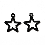 Spray Painted 201 Stainless Steel Charms, Star Charm, Black, 15x13x0.5mm, Hole: 1.2mm(STAS-I672-14A)
