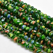 Round Millefiori Glass Beads Strands, Green, 6mm, Hole: 1mm, about 67pcs/strand, 14.7 inch(LK-P001-10)
