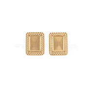 Ion Plating(IP) 304 Stainless Steel Stud Earring Findings, Earring Setting for Enamel, with Ear Nuts, Rectangle, Golden, 15x12.5mm, Pin: 0.7mm, Tray: 10x7mm(STAS-N097-239LG)