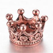 Alloy Beads, Crown, Large Hole Beads, Antique Rose Gold, 10.5x7mm, Hole: 6mm(PALLOY-G148-09ARG)