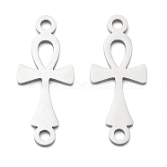 304 Stainless Steel Religion Ankh Cross Links Connector Charms, Stainless Steel Color, 25x10x1mm, Hole: 1.8mm(STAS-S153-01P)