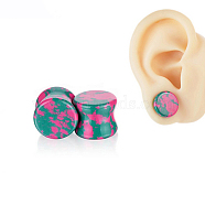 Synthetic Ruby in Zoisite Ear Gauges Flesh Tunnels Plugs, Heart, 12~12.5x12~12.5mm(EJEW-P293-02D)