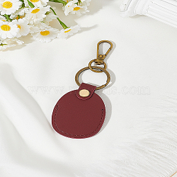 1Pc Oval PU Leather Holder Pendant Decoration, with Alloy Swivel Clasp, for Pet Collar, Luggage, Backpack, Dark Red, 122.5mm(AJEW-LP0008-30C)