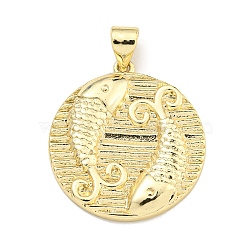 Brass Pendants, Real 18K Gold Plated, Pisces, 23x20.8x3mm, Hole: 6x4mm(KK-K354-05G-05)