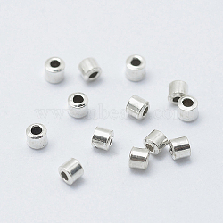 Rhodium Plated 925 Sterling Silver Crimp Beads, Tube, Real Platinum Plated, 2x2mm, Hole: 1mm(STER-L063-04P)