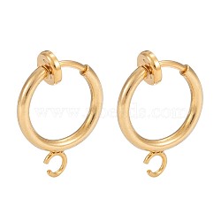 Brass Clip-on Hoop Earring Findings, for Non-pierced Ears, Lead Free & Cadmium Free, Real 18K Gold Plated, 15.5x11x1.5~4.5mm, Hole: 1.5mm(X-KK-P102-01G)