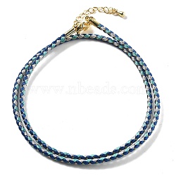 Polyester Cord Braided Necklace Makings, with Brass Findings, Stainless Steel Clasps, Long-Lasting Plated, Golden, Royal Blue, 18-3/4 inch(47.5cm)(MAK-L043-03G-13)