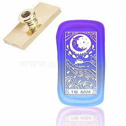Wax Seal Brass Stamp Head, for Wax Seal Stamp, Rectangle, Moon Pattern, 4.5x2.3x1.45cm(AJEW-WH0215-041)