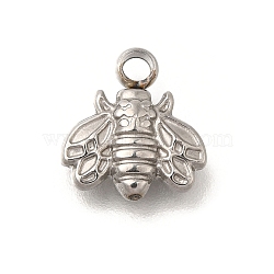 Anti-Tarnish 304 Stainless Steel Charms, Bees Charm, Stainless Steel Color, 10.5x9.5x2mm, Hole: 1.8mm(STAS-M075-13P)