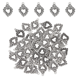 50Pcs Tibetan Style Alloy Pendants, Heart, Antique Silver, 21x14x2mm, Hole: 1.2mm(TIBEP-UN0001-18)
